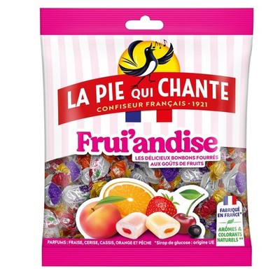La Pie qui Chante Frui'andise Gefüllte Fruchtbonbons mit natürlichen Aromen 250g