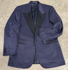 Corneliani Tuxedo Jacket Men  s 42 Silk Wool Knit Peak Lapel Shiny Navy Italy EUC