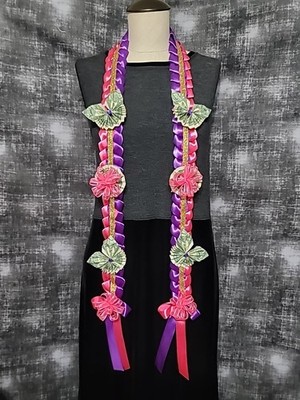 Graduation 2026 Open Braided Ribbon Money Lei Pink & Purple & Gold  New