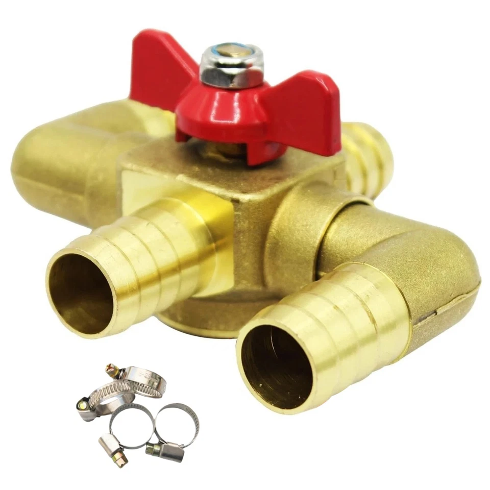 Solid Brass Bypass Heater Valve 4-Way Auto Valve -20℉ Min Temp 3/4" Barb Size - Image 3 of 4