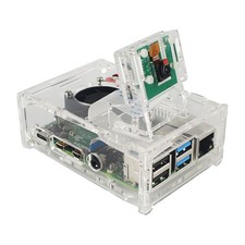 For Raspberry Pi 4 Model B Clear Acrylic 3.5" inch Enclosure Case w/Cooling Fan