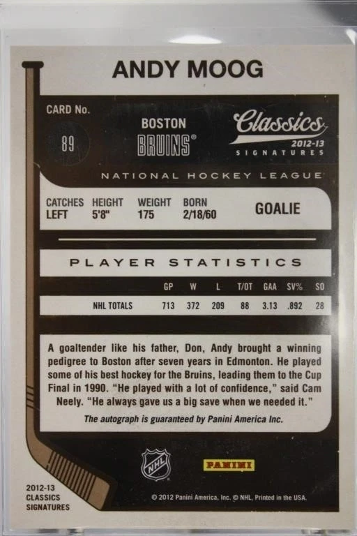 2012-13 Panini Classics Signatures Andy Moog #89 - Bruins - Image 2 of 2