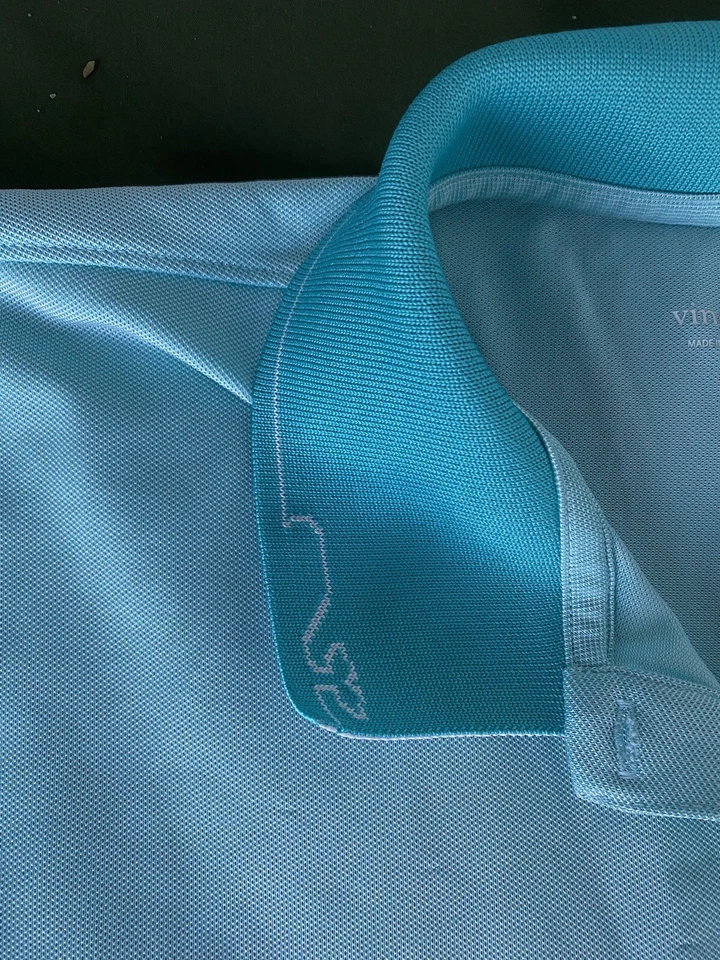 Vineyard Vines Women’s Polo Shirt XL Aqua Blue Whale Logo Performance Stretch - Image 2 of 4