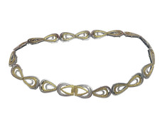 Vintage Gold Silver Tone Metal Infinity Link Belt 35 Adjustable Fashion Retro