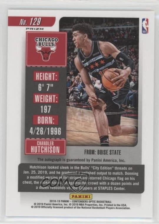 2018-19 Panini Contenders Optic Season Ticket Chandler Hutchison Rookie Auto RC - Image 2 of 2