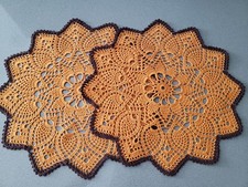 Lot of 2 Brand New Hand Crochet Round Brown Doily Home Comfort 12" 100 Cotton