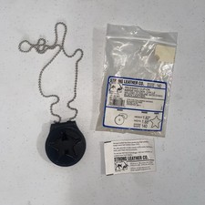 Strong Leather Co Black Clip On Badge Holder W/chain, Model 811R7, Shape 140