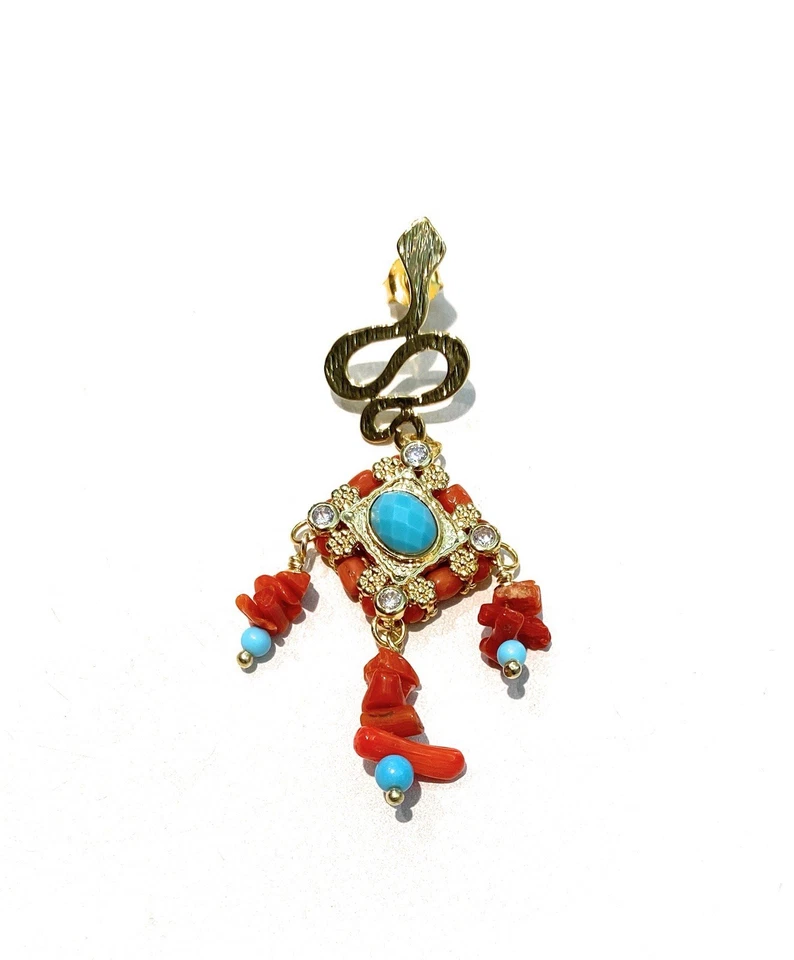 Mono Orecchino diWa Jewels Serpentino e Onice Argento Sterling giallo - Immagine 3 di 4