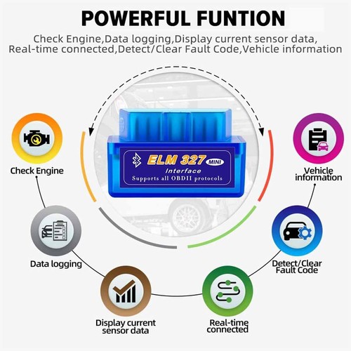 OBD2 Car Bluetooth Code Scanner Reader ELM 327 Automotive Read Tool OBDII - Picture 2 of 6