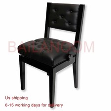 Adjustable Piano Chair Bench with Back Support,Black Piano Stool Music Bench