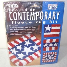 NEW Leisure Arts Hooked on Contemporary Fleece Rug Kit Patriotic Flag