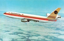 Postcard Continental DC-10 Passenger Aircraft In Flight Planes Aviation