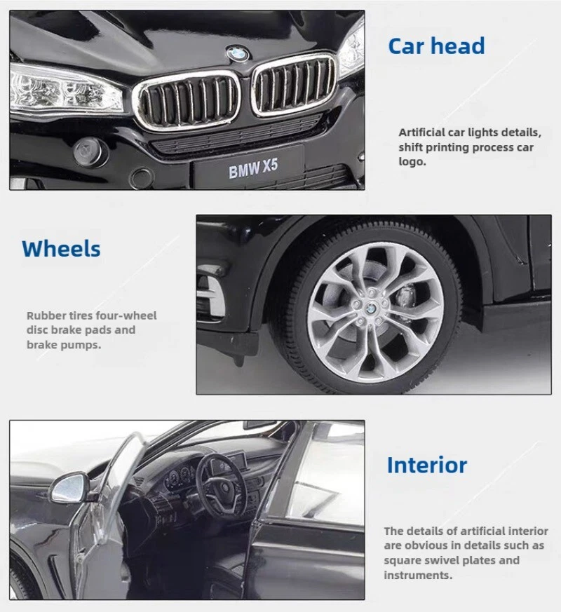 1:24 Scale BMW X5 White&Black Metal Car Model Toys Ornament GIFT IDEA - image 4 of 4