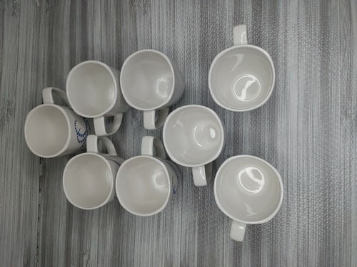 CORELLE SQUARE WHIMSICAL DOTS 12oz PORCELAIN CUP BLUE Scrolling Swirls Sold - EA - Picture 8 of 8