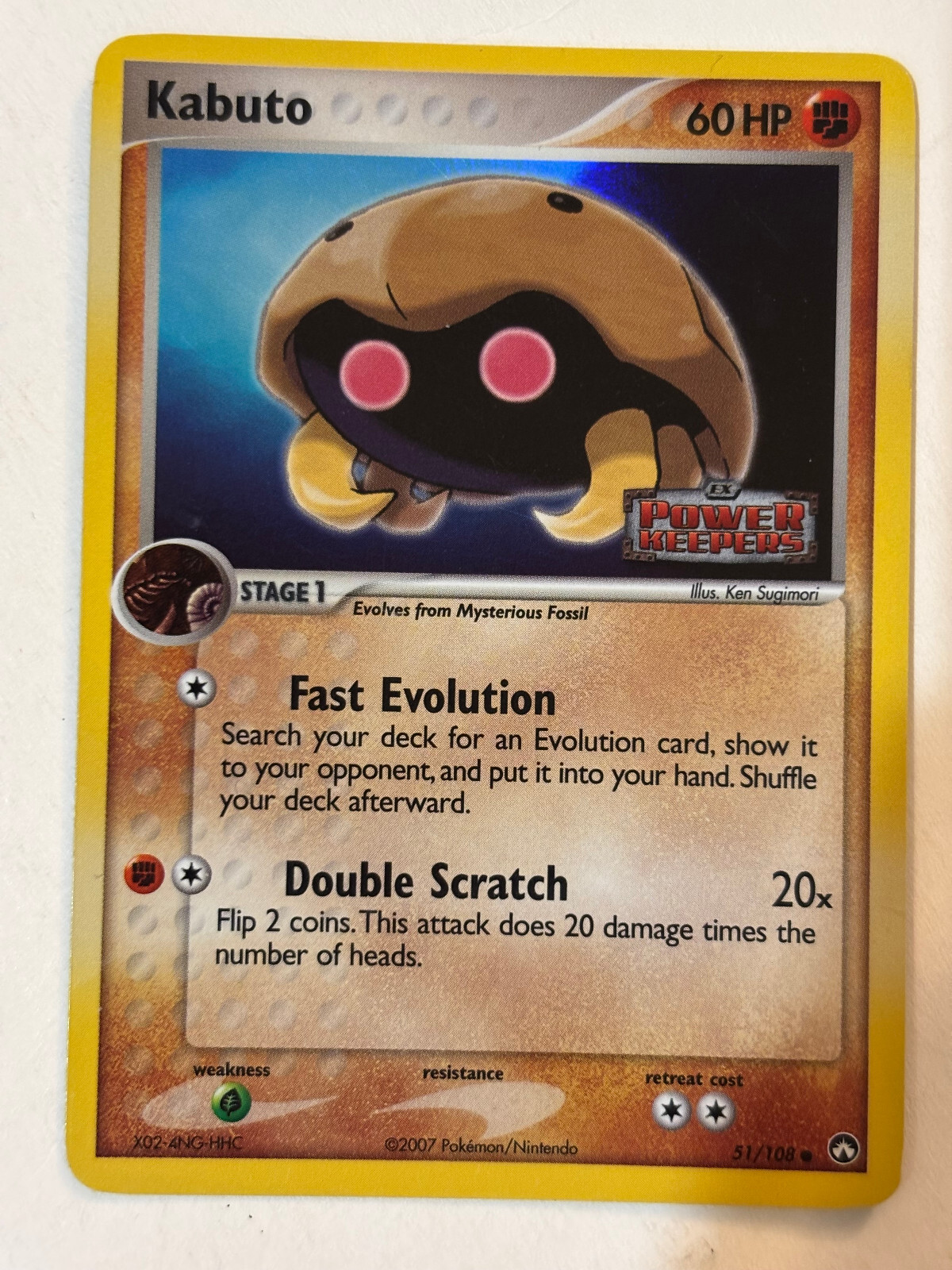 Kabuto 51/108 EX Power Keepers Reverse Holo Stamped Vintage Pokemon TCG Card