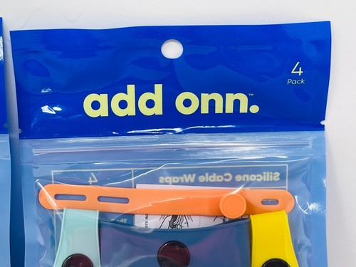 add onn. Silicone Reusable Cable Wraps 4 pack Stylish Silicone Rubber - LOT OF 2 - 第 3/4 張圖片