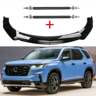 For Honda Pilot 2009-2015 Front Bumper Lip Chin Spoiler Splitter Kit + Strut Rod