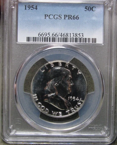 1954 PROOF Franklin Half Dollar Silver ---- Proof-66 PCGS Graded Coin ---- #045C