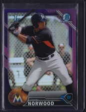 2016 BOWMAN CHROME PROSPECTS PURPLE REFRACTOR JOHN NORWOOD #BCP27 MARLINS /250