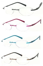 1 or 3 Pair Rimless Small Oval Full Lens Reading Glasses Thin Temple Lightweight