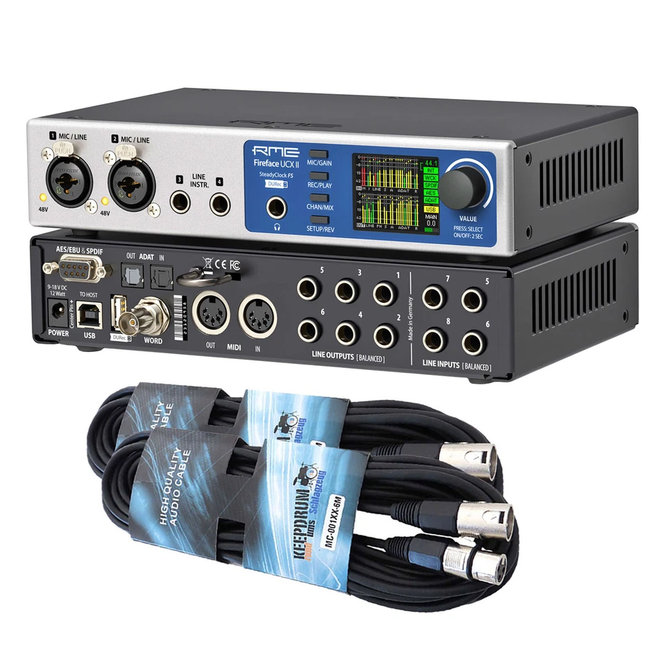 RME Fireface UCX II Audio-Interface + 2x keepdrum XLR-Kabel