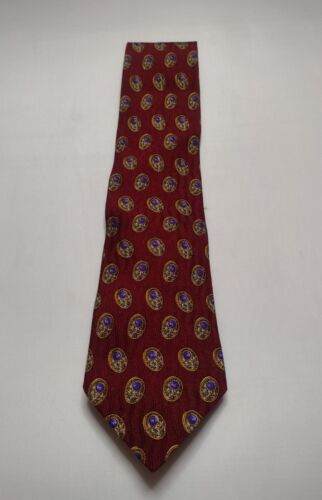 Valentino Mens Silk Neck Tie Necktie Red Purple Jewel X - 第 1/3 張圖片