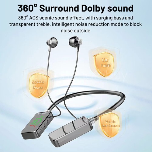 Bluetooth 5.4 Neckband Headset Wireless Earbuds Earphone Headphones with 8GB TF - Picture 11 of 27