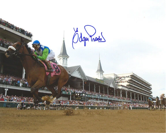 Foto firmada enmarcada Barbaro Kentucky Derby acabado remoto 8" x 10" Edgar Prado Foto 2 de 2