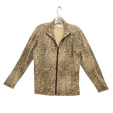 Chico's Animal Print Full Zip Jacket Lightweight Size 1 M