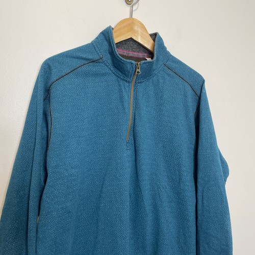 Robert Graham Men's 1/4 Sweater Teal Herringbone Cotton Sz 2XL Classic Fit - Picture 3 of 9