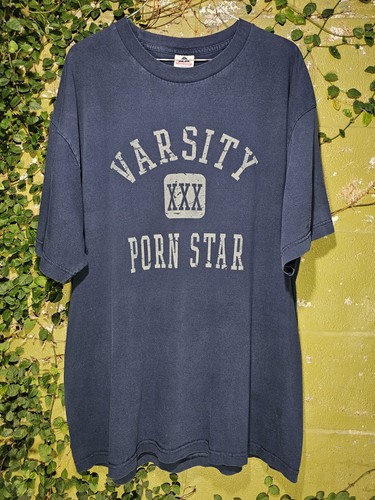 Vintage Y2K Varsity Porn Star XXX Funny Crude Statement T-shirt Sz XL Skater