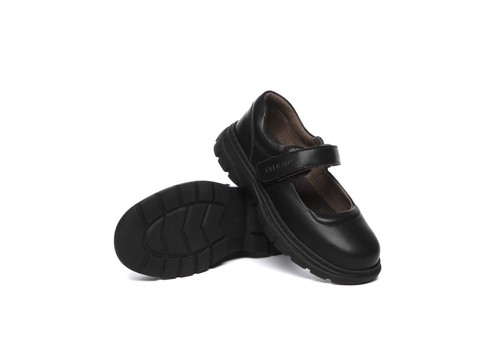 EVERAU® Kids Senior School Shoes Girls Leather Hook and Loop Rubber Sole Chris - Picture 13 of 25
