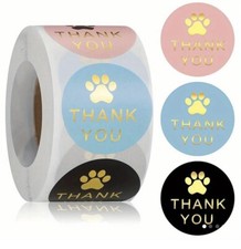 500pcs/roll “THANK YOU” Dog Paw Print Decor Sticker Adhesive All Purpose