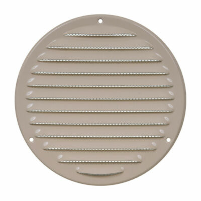 Beige Metall Rund Lüftungsgitter 160mm / 199mm mit Fliegengitter Flachkanalabdeckung