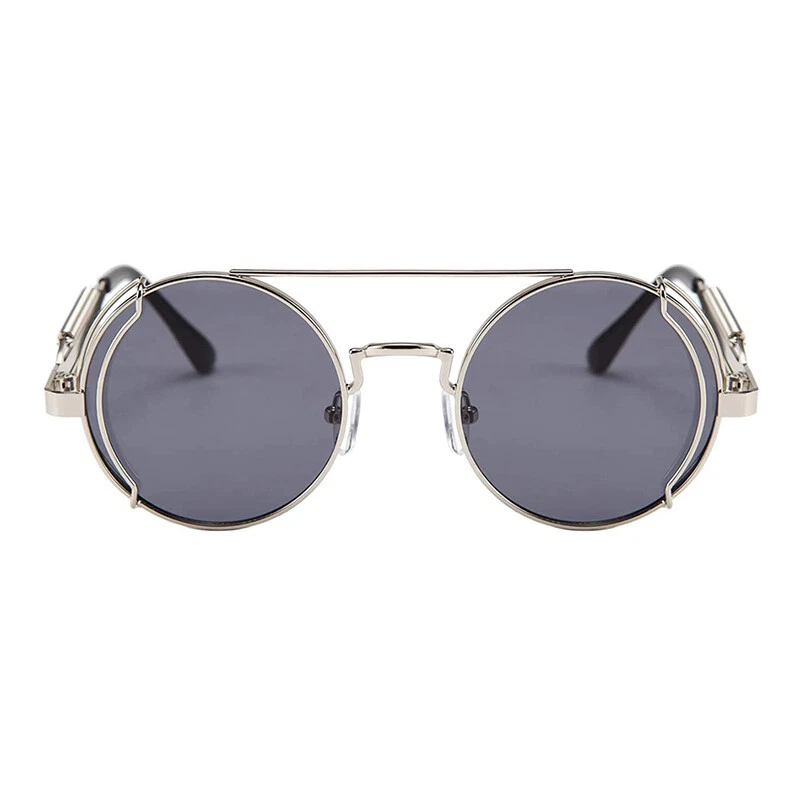 Gafas de sol redondas retro góticas steampunk para hombres mujeres con marco de metal circular Foto 4 de 4