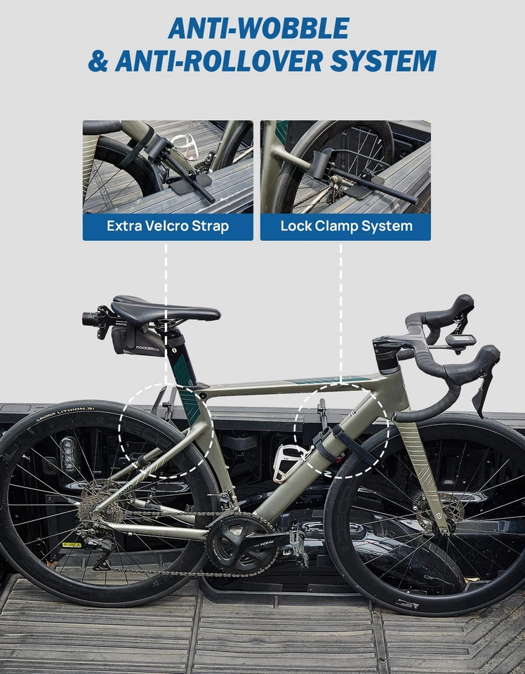 JOYTUTUS Montaje de portabicicletas para cama de camión para camioneta - Sin extracción de neumáticos, fácil montaje Foto 3 de 4