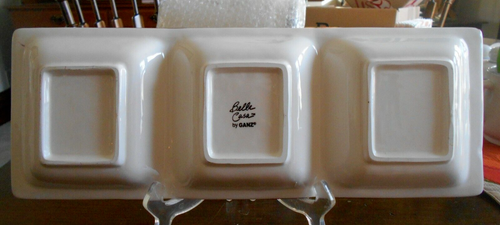 Snowmen Relish Tray 15 3/4" W Stoneware Bella Casa Ganz White Green Red Brown ! - Picture 9 of 12