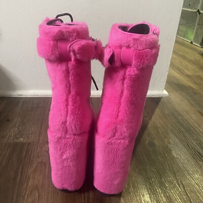Dolls Kill Club Exx TRAITOR BOOTS - HOT PINK FUR | eBay