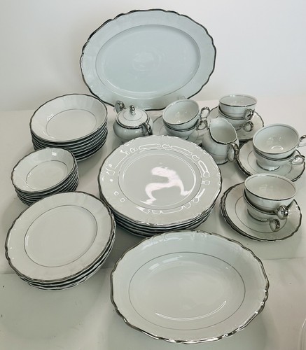 52 pc Harmony House Japan Silver Sonata 3639 Fine China Dinner Set_ Serves 8 - Picture 4 of 10