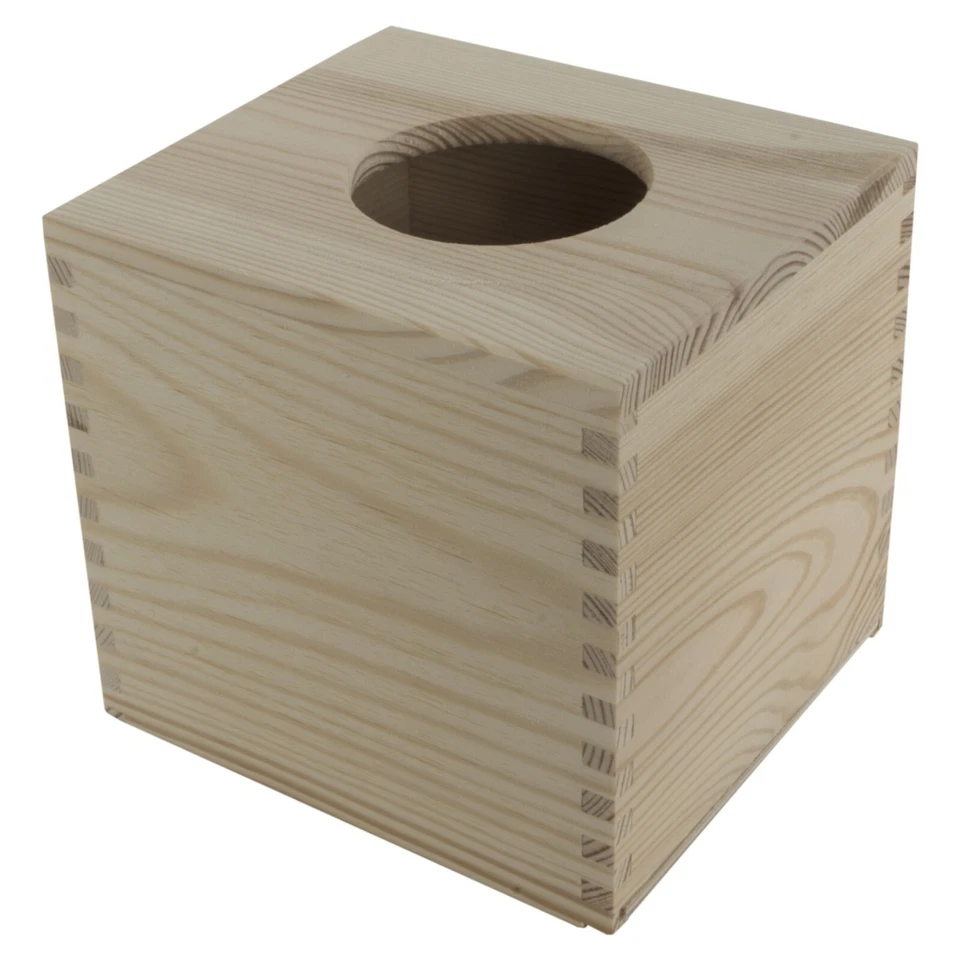 Plain Wooden Tissue Box With Sliding Bottom / Craft Decoupage Pinewood Boxes - Image 1 of 4