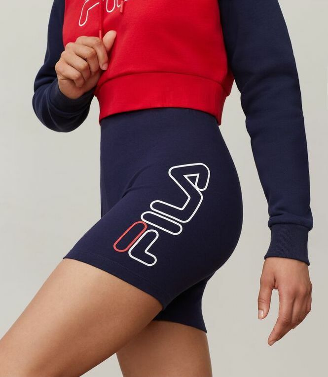 FILA pantaloncino bici donna Beatriz vita alta blu navy nuovo