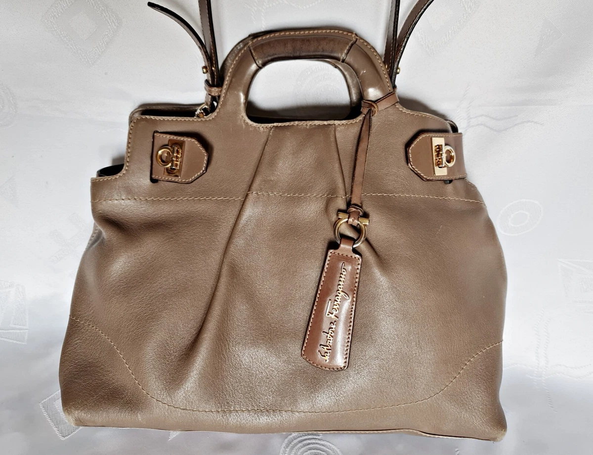 SALVATORE FERRAGAMO Brown Leather Shoulder Bag - The Purse Ladies