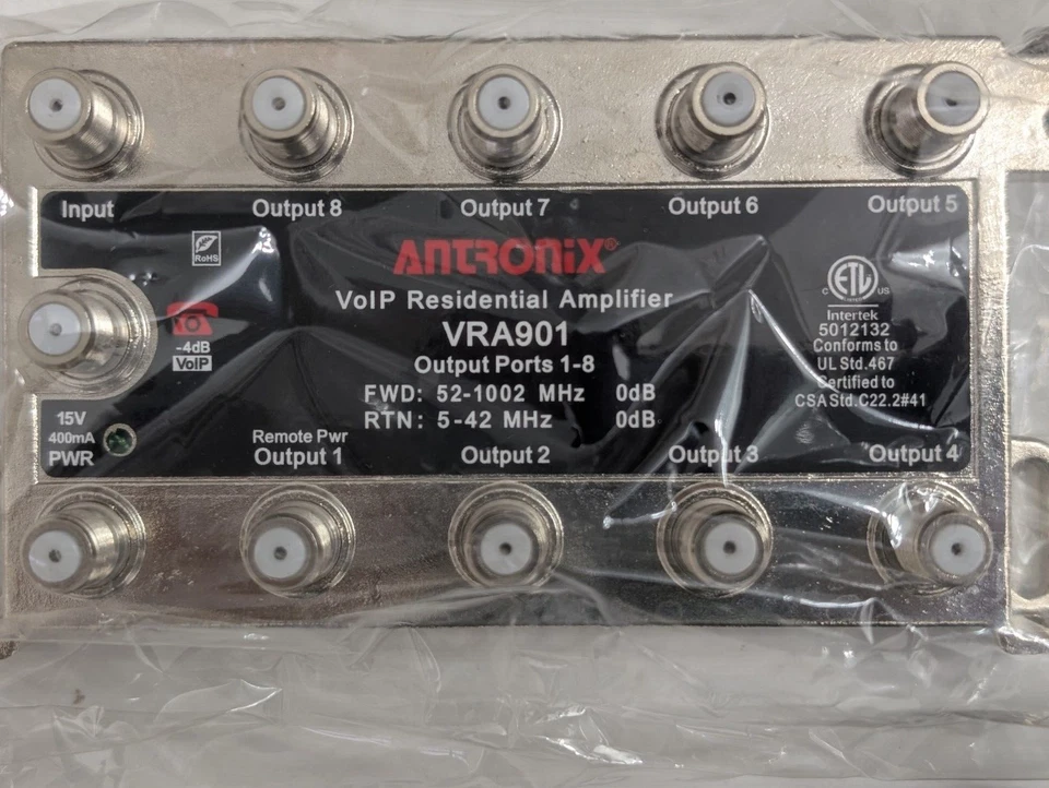 ANTRONIX VRA901/ACP VoIP RESIDENTIAL Digital Coaxial AMPLIFIER 9-Port - Image 3 of 4