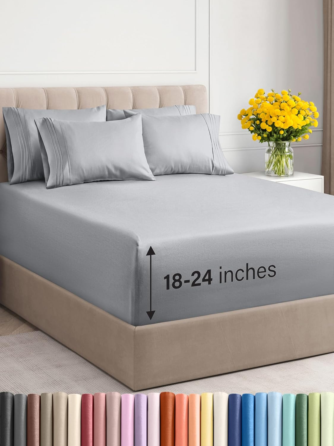 Luxury Breathable 6-Piece King Sheet Set Extra Deep Cooling Hotel Quality