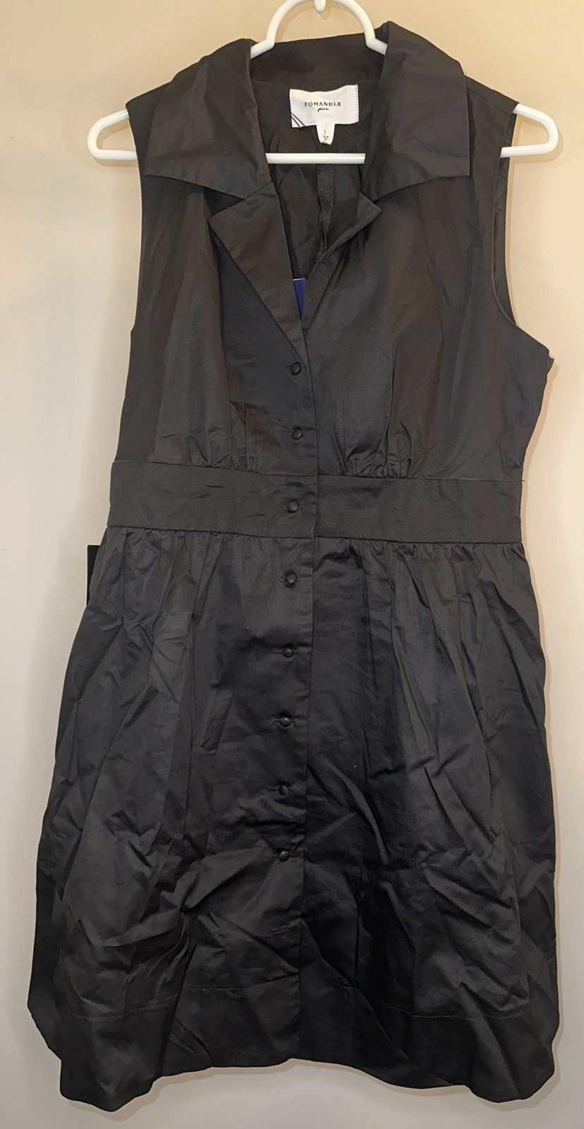 Pomander Place Tuckernuck Black Sleeveless Noelle Shirt Dress - Size Large