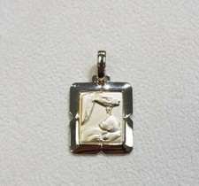 Jewelry 14K Italy Gold Traditional Religious Pendant Baptism Medal Charm 3.70 Gr