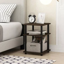 Chair Side End Table For Small Spaces Thin Bedside Nightstand Side With Shelves