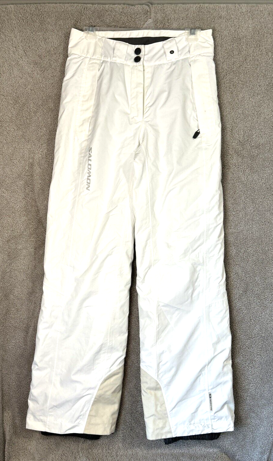 Pantaloni da neve vintage Salomon bianchi e marroni soft shell donna sci snowboard M 8