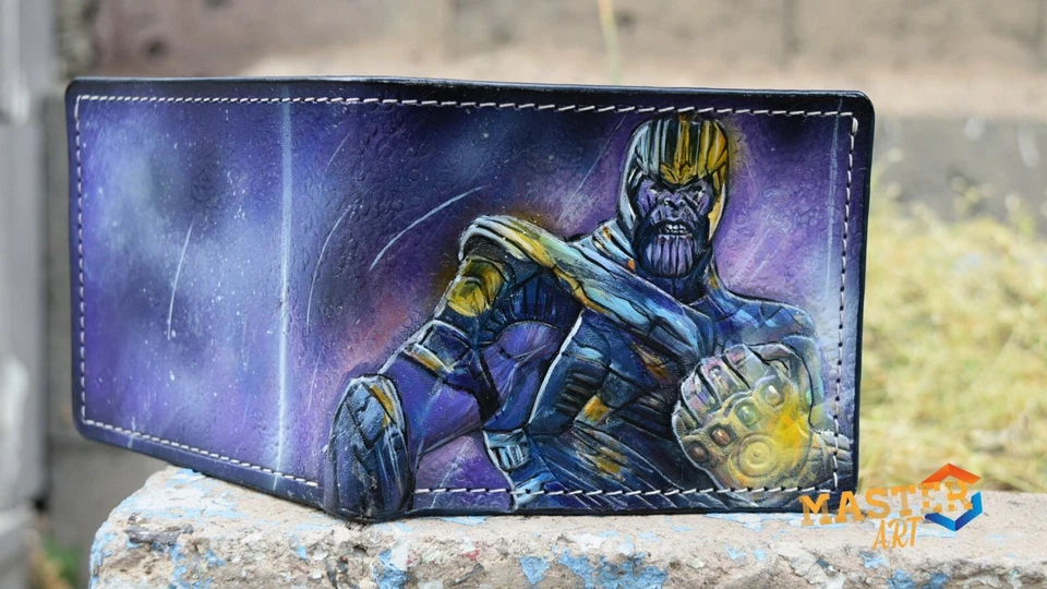 Thanos Cartera Tallada Hombre, Cartera Cuero Genuino, Cartera Cuero Marvel Comics Foto 4 de 4