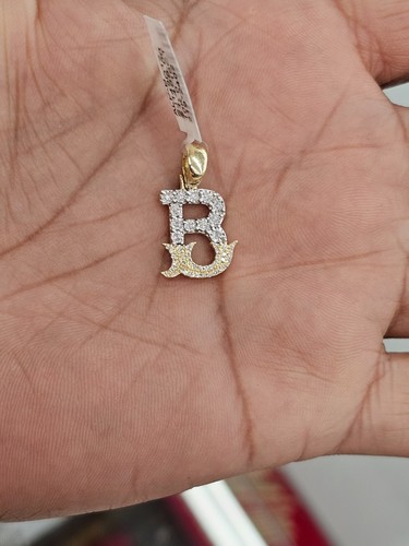 Real Natural Diamond 10kt Yellow Gold Two-tone fanuc style initial Pendant A-Z - Picture 9 of 70